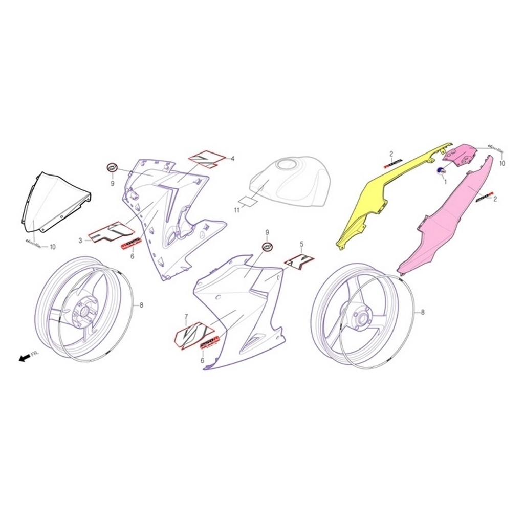 DAELIM VJF250 ROADWIN VJF SELE ALTI 250 STIKER (BEYAZ) #VJF250 B3702 BY